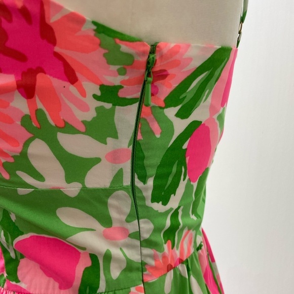 Lilly Pulitzer Pink and Green Floral Mini Dress Cotton Tropical Summery Size 2 - Picture 5 of 11